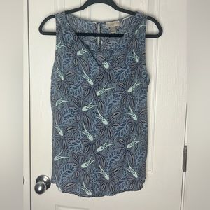LOFT flowy blue and green sleeveless blouse